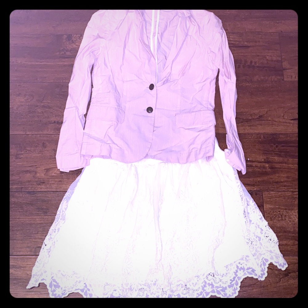 JCrew Pink and White stripes Blazer